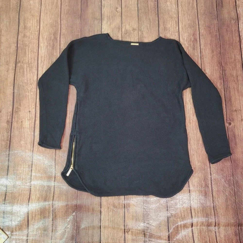 Michael Michael Kors Womens Sweater‎ Black S Round Neck Long Sleeve